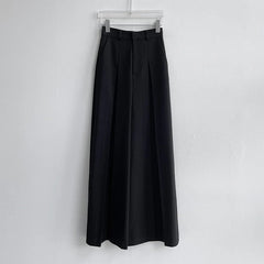 Korean Chic Summer Simple High Waist Pleated Women Wide Leg Pant Solid Color Casual Spring Straight Loose Trouser 2024 New