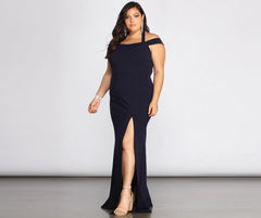 Plus Adelina Formal Charming Halter Crepe Dress