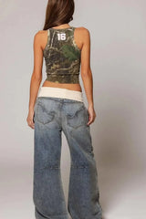 Y2K Hip-Hop Stitching Retro Wide-Leg Jeans