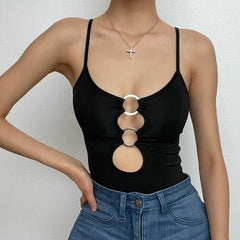 Hollow Out Low Cut Ring Cami Top