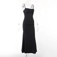 Solid Cowl Neck Backless Cami Dress