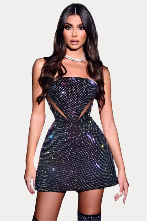 Off-Shoulder Slim Casual Hollow Out Slim Mini Bandage Dress