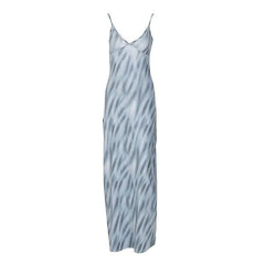 Contrast Print V Neck Backless Cami Maxi Dress