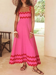 Square Neck Stylish Strap Maxi Dress