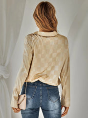 Fashion Cardigan Slim Check Shirt Top