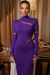 Hollow Slim High Collar Dress