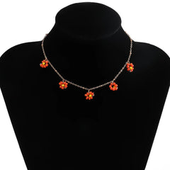 Flower Pendant Multicolor Necklace