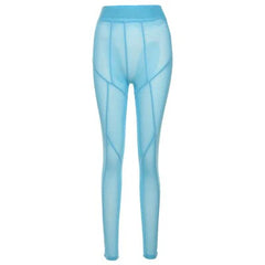 New Sexy See-Through Black High Waist Long Trousers Casual Sweatpants Women Autumn Elastic Pencil Pants Mesh Leggings