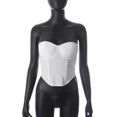 Solid Padded Corset Sweetheart Neck Backless Tube Top